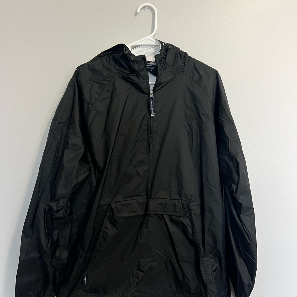 Charles River Apparel Black Windbreaker Jacket with Hood